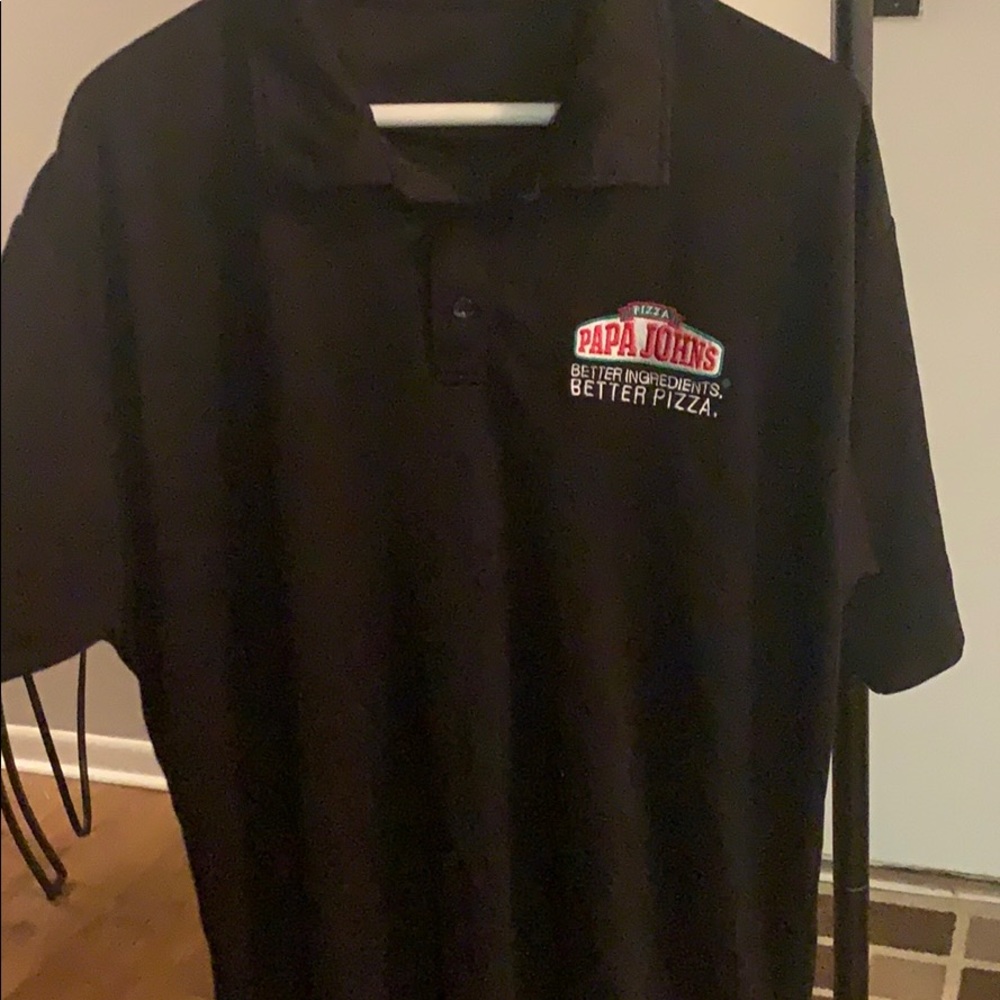 Black Papa Johns shirt